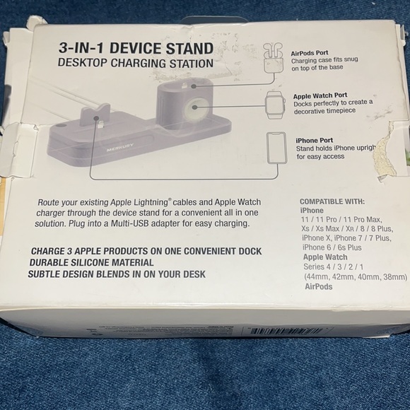 Merkury 3 in 1 Device Stand Lavender Desktop Charging Station NEW NIB - Picture 4 of 9